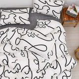 Xpoko back to school Abstract Style Bedding setï¼?20x240 Duvet Cover With Pillowcase, 210x210 Quilt Covers ,Black and White Blanket Cover,king Bed Set