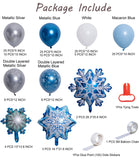 149 Pieces Ice Themed Metal Blue Snowflake Aluminum Die Balloon Garland Arch Kit Birthday Party Baby Shower Wedding Decorations