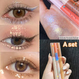 Xpoko Glitter Lying Silkworm Pen Set Pearlescent Eye Makeup Eyeshadow Liner Pencil Fine Flash Highlight Lasting Champagne Eyeliner Pen