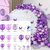 Xpoko 1 Set Of Purple Metal Confetti Balloons Butterfly Stickers Garland Arch Kit Birthday Party Kids Wedding Baby Shower Girls Decor