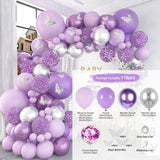 Xpoko back to school Purple Balloon Garland Arch Kit Wedding Butterfly Birthday Party Decorations Gender Reveal Latex Balloon Baptism Baby Shower