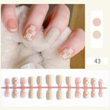 Xpoko 24Pcs Halloween Christmas Style Nude French Wearable Fake Nail Tips Coffin Full Cover Press On Detachable Finished Fingernails