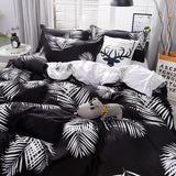 Xpoko back to school White Leaf Pattern  Duvet Cover Pillowcase 3pcs 220x240 /200x200 /175x220,Single Double Queen king Size , Black Bedding Set