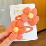 Back to school guide【2-Piece Set】Children's Cute Fabric Flower Pair Clip Hair Accessories Girl Hairpin Temperament Clip Baby Headdress Wholesale