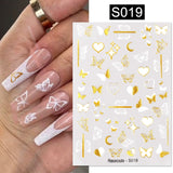 3D Nail Stickers Decals Ink Watermark Spring Summer Black Lines Flower Leaf Tree For Manicures Nail Art Decoration