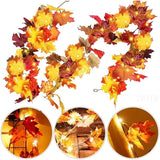 Xpoko 1.75M Artificial Maple Leaf Vine Autumn Maple Leaf Fake Garland For Christmas Halloween Thanksgiving Party Fireplace Fall Decor