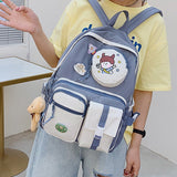 Gril Nylon Cartoon College Backpack Cute Lady Laptop Travel Bag Female Student School Bag Waterproof  Teen Cool Casual Rucksack