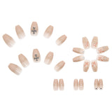 Z274 Coffin Nude Nails Set Press on with Cross Design