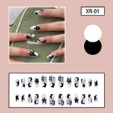 Xpoko Fall nails Barbie nails Christmas nails 24pcs y2k Star False Nails Patch Coffin Glitter Design Wearable Press on nail Full Cover French Style Acrylic Nails Tip for Girl