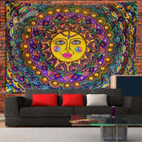 Sun Indian Mandala Tapestry Wall Hanging Boho decor macrame hippie Witchcraft Tapestry  Beach Towel Rectangle  Tablecloth