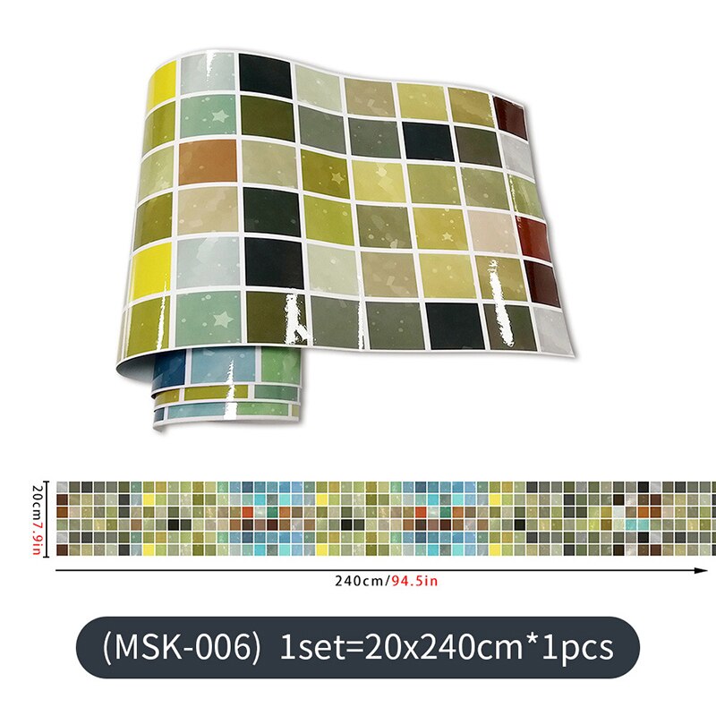Color Mosaic Waterproof Wall Tiles Stickers for Bathroom Kitchen Backsplash Decoration Removable Self-adhesive Tile Decals