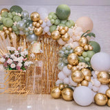 Xpoko 1Set of Sage Green White and Metallic Gold Olive Nude 4D Balloon Garland Arch Set Birthday Party Baby Shower Wedding Decorations
