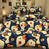 Xpoko back to school European Ins Floral Brushed Home Bedding Set Simple Soft Duvet Cover Set With Sheet Comforter Covers Pillowcases Bed Linen