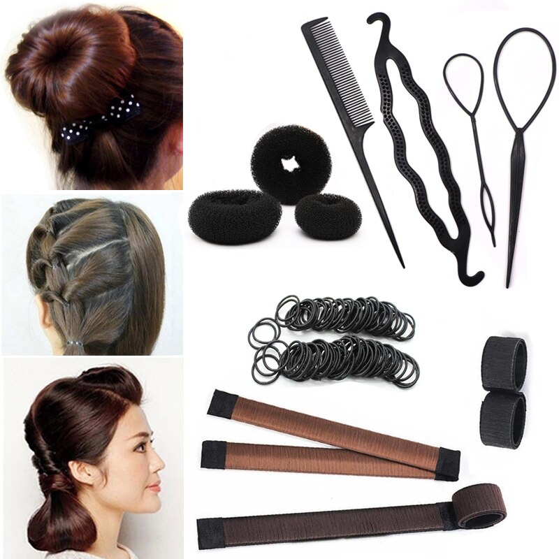 Back to school guide Multi-style Magic Donut Bun Maker Women Hair Accessories Braid Styling Hairpins Twist Hair Clips Girls Styling Tools