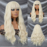 Xpoko Long Wavy Silver Grey Synthetic Wig Women's Heat-Resistant Natural Half Part Cosplay Party Lolita Wig