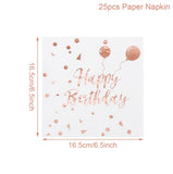 Happy Birthday Decorations Girls Rose Gold balloon Disposable Tableware Baby Shower One Year 1st Birthday Party Decorations