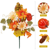 Xpoko Artificial Red Maple Leaf Pumpkin Bouquet Autumn Decoration Fall Decor Home Party Decoration For Balcony Potted Ornaments Garden