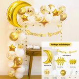 66Pcs/set Eid Mubarak Banner Moon Star Balloon Arch Garland Islamic Muslim Party Eid Al Adha Ramadan Kareem Decoration for Home