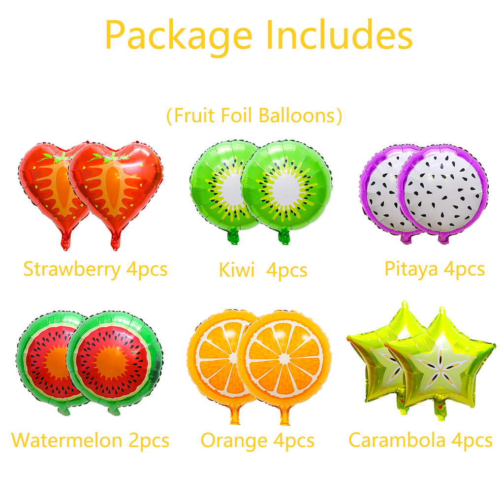 Fruit Balloon kit with Fruit Happy Birthday Banners for Holiday Hawaiian Tropical Themed Party Supplies Baby Shower Decorations
