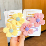 Back to school guide【2-Piece Set】Children's Cute Fabric Flower Pair Clip Hair Accessories Girl Hairpin Temperament Clip Baby Headdress Wholesale