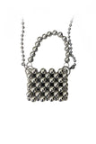 Xpoko 2024 New Fashion Bags Elegant HandbagSilver Grey Handmade Beaded Crossbody Bag