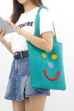 Xpoko 2024 New Fashion Bags Elegant HandbagSmiley Knitted Tote Bag