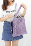 Xpoko 2024 New Fashion Bags Elegant HandbagSolid Hollow-out Crochet Tote Bag