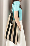 Xpoko 2024 New Fashion Bags Elegant HandbagTwo-tone Stripe Knitted Bag