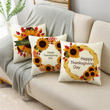 Xpoko Thanksgiving Pillowcase Pumpkin Sunflower Print Sofa Party Decorations Holiday Gift Cushion Cover 40*40Cm/45*45Cm/50*50Cm