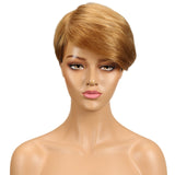 Natural Short Bob Pixie Straight Human Hair Wig With Bangs For Women Brazilian Remy Ombre Burgundy Red  Machine Made Wigs Natural Short Bob Pixie Straight Human Hair Wig With Bangs For Women Brazilian Remy Ombre Burgundy Red  Machine Made Wigs