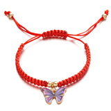 Xpoko Handmade Red Thread Braided Bracelets For Women Men Charm Adjustable Butterfly Pendant Bracelet Vintage Wristband Jewelry Gifts