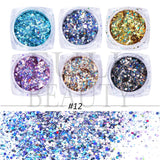 6Pcs Iridescent Glitter Opal Powder Nail Mylar Flakes Aurora Shatter Glass Nail Flakies Mermaid Sequins Manicure GLJG01-06