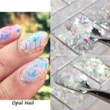 Aurora Opal Nail Glitters Sequin Crystal Ice Flakes Irregular Irridescent Paillette Shinny Mermaid Chrome Powder Pigment GLJDP