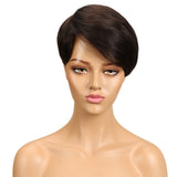 Natural Short Bob Pixie Straight Human Hair Wig With Bangs For Women Brazilian Remy Ombre Burgundy Red  Machine Made Wigs Natural Short Bob Pixie Straight Human Hair Wig With Bangs For Women Brazilian Remy Ombre Burgundy Red  Machine Made Wigs