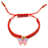 Xpoko Handmade Red Thread Braided Bracelets For Women Men Charm Adjustable Butterfly Pendant Bracelet Vintage Wristband Jewelry Gifts