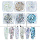 6Pcs Iridescent Glitter Opal Powder Nail Mylar Flakes Aurora Shatter Glass Nail Flakies Mermaid Sequins Manicure GLJG01-06