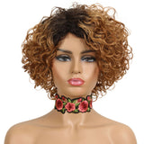 Short Afro Kinky Curly Bob Human Hair Natural Wigs For Women Fluffy Bouncy Curl Colored Brazilian Remy Ombre Blonde Wigs