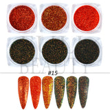 6Pcs Iridescent Glitter Opal Powder Nail Mylar Flakes Aurora Shatter Glass Nail Flakies Mermaid Sequins Manicure GLJG01-06