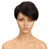 Natural Short Bob Pixie Straight Human Hair Wig With Bangs For Women Brazilian Remy Ombre Burgundy Red  Machine Made Wigs Natural Short Bob Pixie Straight Human Hair Wig With Bangs For Women Brazilian Remy Ombre Burgundy Red  Machine Made Wigs