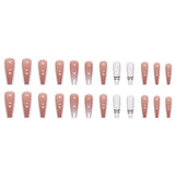 Xpoko - 24 pcs Glossy Long Coffin Press On Nails - Ballerina French Tip Acrylic Nails with Pink Gradient Design - Easy to Apply and Remove - Perfect for Special Occasions and Everyday Wear
