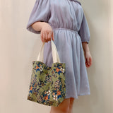 Floral Pattern Corduroy Handbag, Portable Lunch Bag For Outdoor, Snap Button Satchel Purse