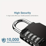Xpoko 1pc Password Lock Combination Lock 4 Digit Outdoor Waterproof Padlock For School Gym Locker, Sports Locker, Fence, Toolbox, Gate, Case, HASP Storage, Black