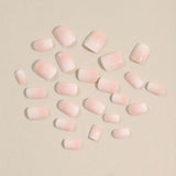 Xpoko - 24pcs Glossy Jelly Pink Gradient Press On Nails - Short Square False Nails for Women and Girls - Daily Wear