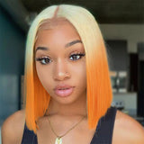 Xpoko - Orange Fashion Casual Gradual Change Patchwork Wigs