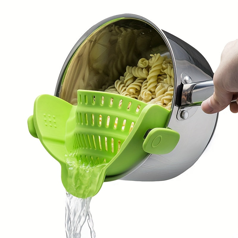 Xpoko 1pc, Strainer, Silicone Pot Strainer, Adjustable Silicone Clip On Strainer For Pots Pans And Bowls, Kitchen Pot Strainer, Hand Held Pot Drainer, Fruit Washing Filter For Noodles Pasta Veggies, Food Strainers, Colander With Clip, Kitchen Gadgets