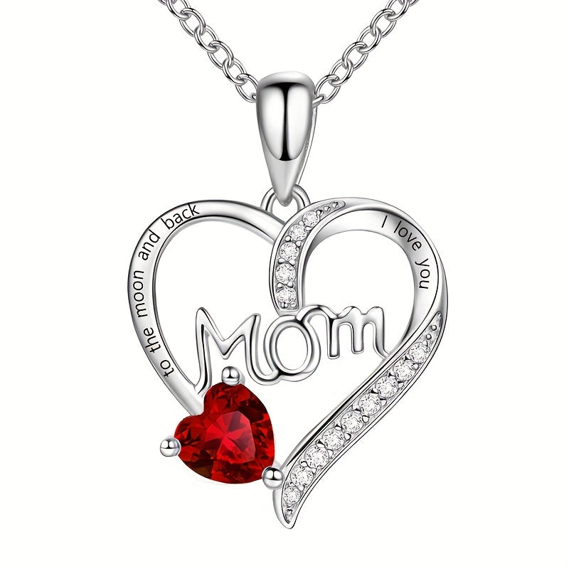 Xpoko 1pc MOM Letter Heart-shaped Pendant Necklace, Mother's Day Gift