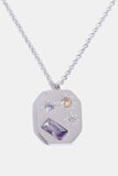 Back to school Inlaid Zircon Pendant Stainless Steel Necklace