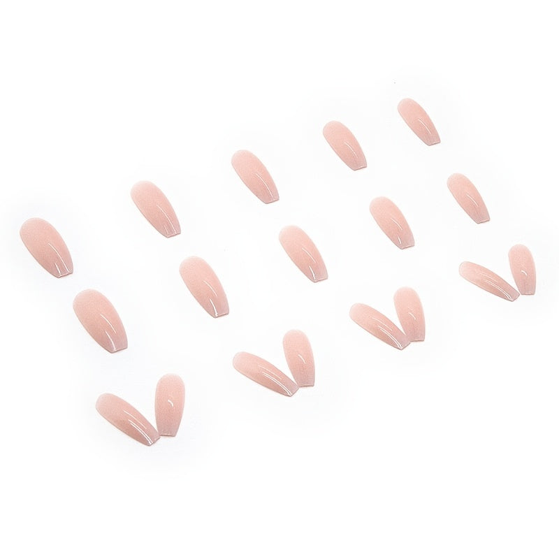 Xpoko - Gradient Press On Nails Coffin Long Fake Jelly Nails Acrylic Full Cover Artificial Glossy False Nails For Women And Girls 24 Pcs