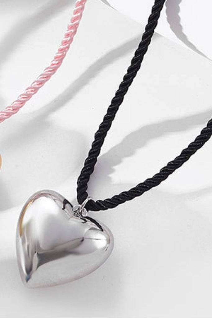 Back to school Heart Pendant Rope Necklace