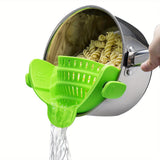 Xpoko 1pc, Strainer, Silicone Pot Strainer, Adjustable Silicone Clip On Strainer For Pots Pans And Bowls, Kitchen Pot Strainer, Hand Held Pot Drainer, Fruit Washing Filter For Noodles Pasta Veggies, Food Strainers, Colander With Clip, Kitchen Gadgets